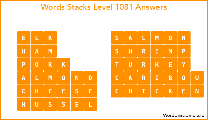 Word Stacks Level 1081 Answers