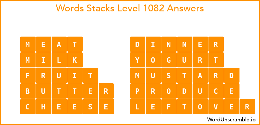 Word Stacks Level 1082 Answers