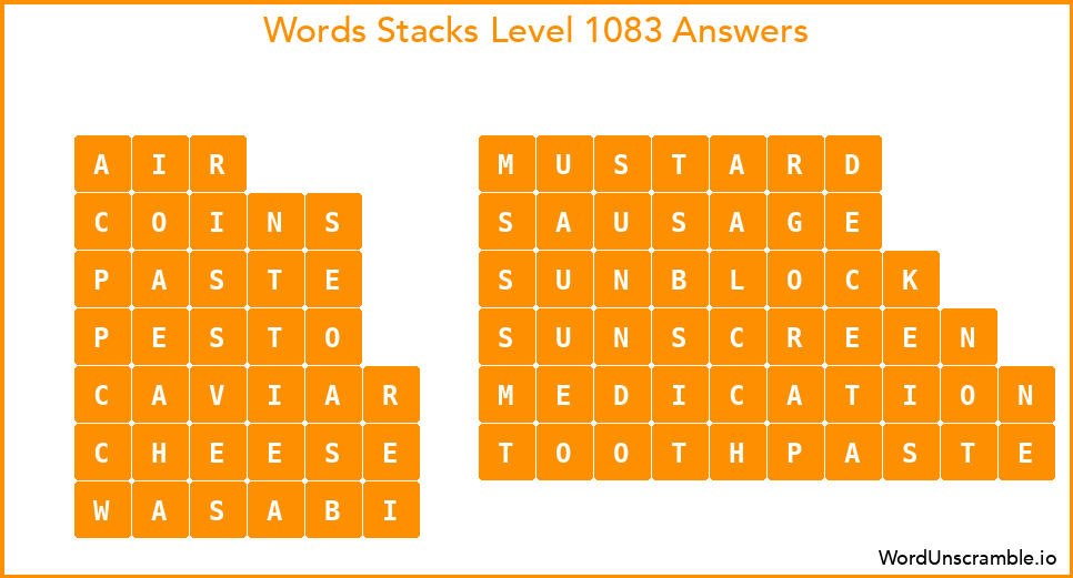 Word Stacks Level 1083 Answers