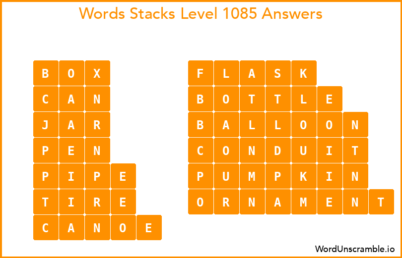 Word Stacks Level 1085 Answers