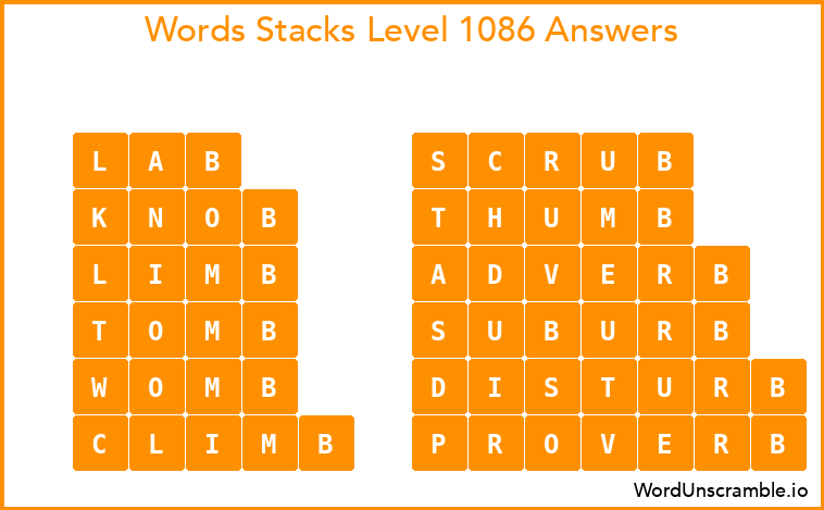 Word Stacks Level 1086 Answers
