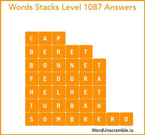 Word Stacks Level 1087 Answers