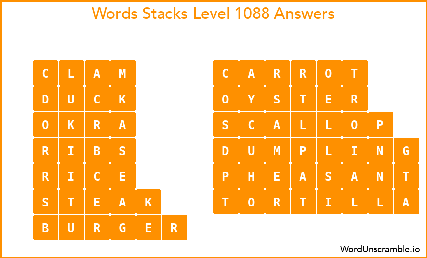 Word Stacks Level 1088 Answers