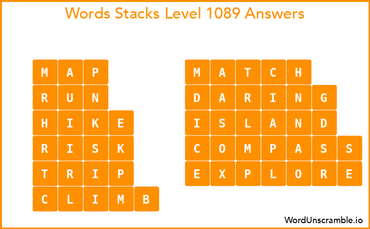 Word Stacks Level 1089 Answers