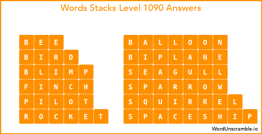 Word Stacks Level 1090 Answers