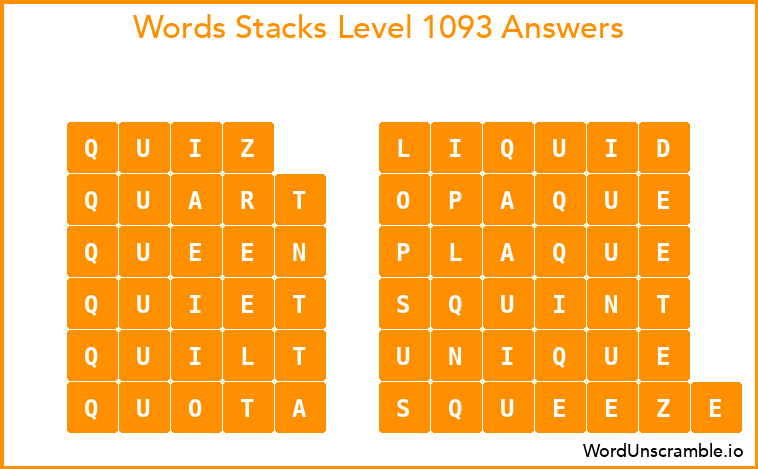 Word Stacks Level 1093 Answers
