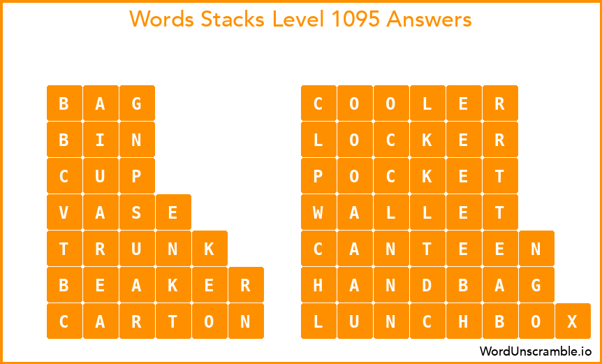 Word Stacks Level 1095 Answers