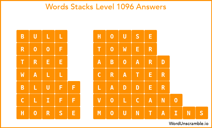 Word Stacks Level 1096 Answers