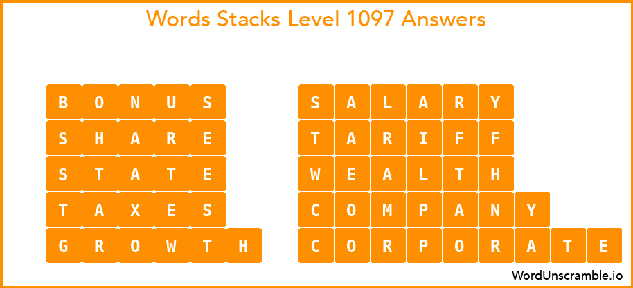 Word Stacks Level 1097 Answers