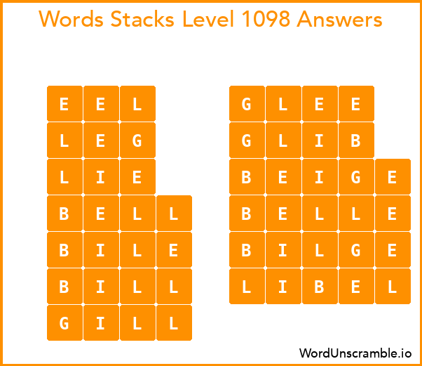 Word Stacks Level 1098 Answers