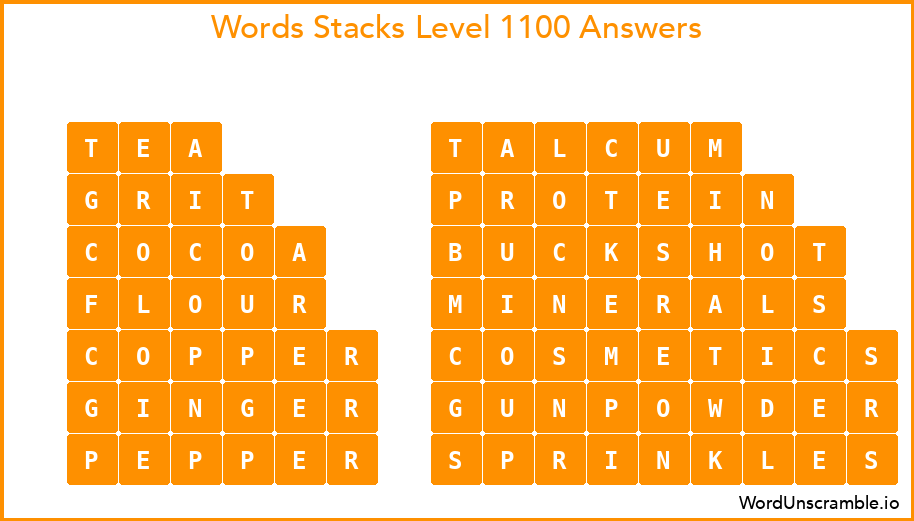 Word Stacks Level 1100 Answers