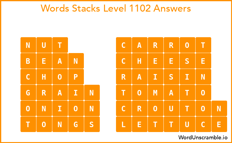 Word Stacks Level 1102 Answers