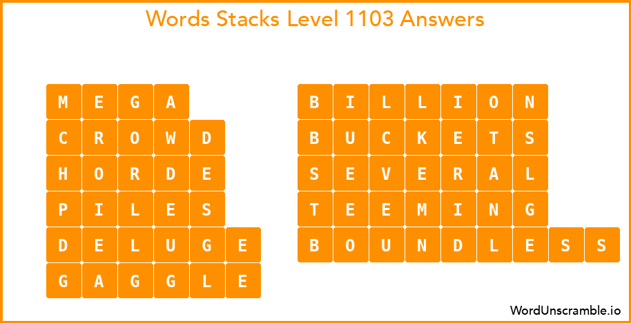 Word Stacks Level 1103 Answers