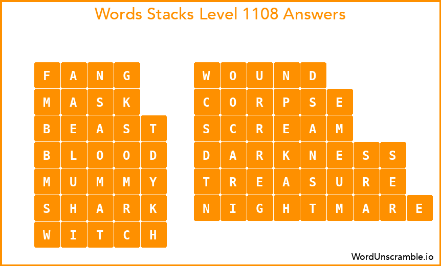 Word Stacks Level 1108 Answers