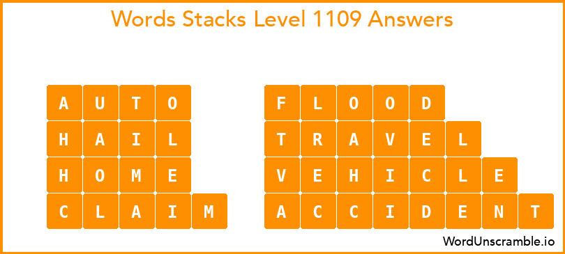 Word Stacks Level 1109 Answers