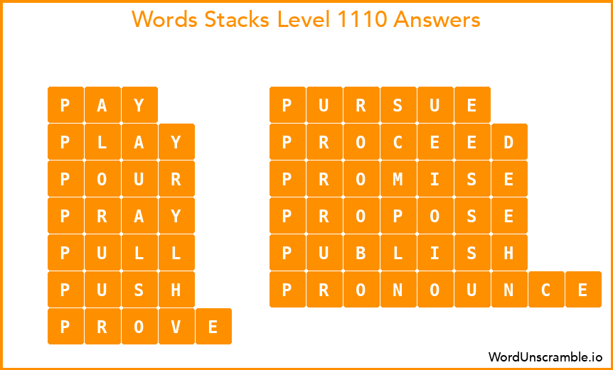 Word Stacks Level 1110 Answers
