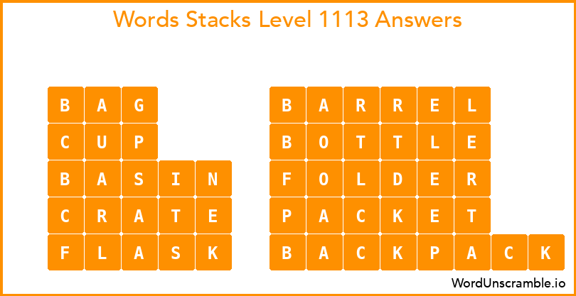 Word Stacks Level 1113 Answers