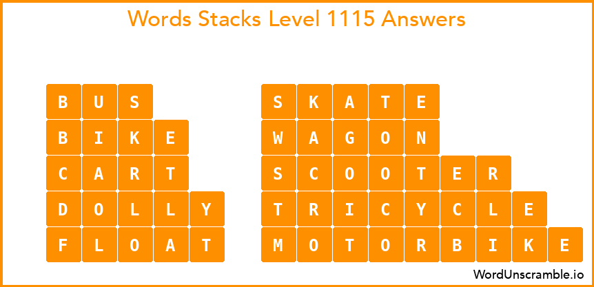 Word Stacks Level 1115 Answers