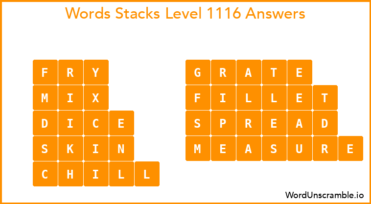 Word Stacks Level 1116 Answers