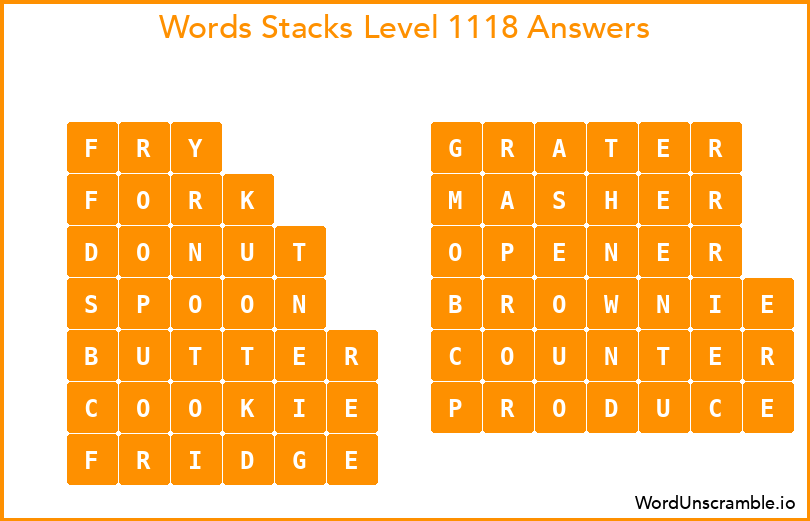 Word Stacks Level 1118 Answers