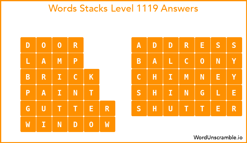 Word Stacks Level 1119 Answers