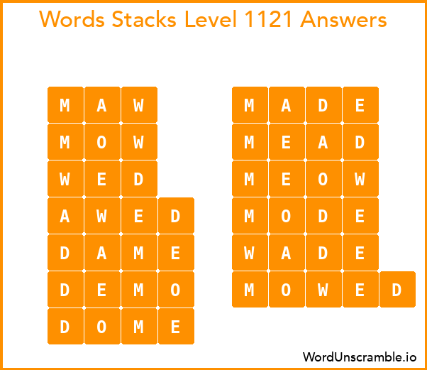 Word Stacks Level 1121 Answers