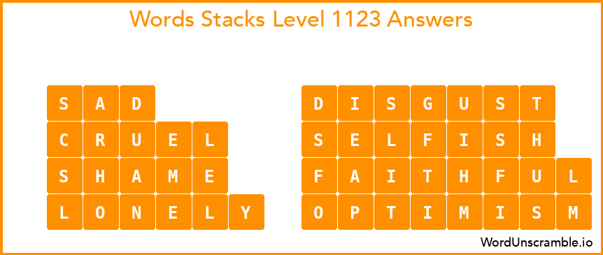 Word Stacks Level 1123 Answers