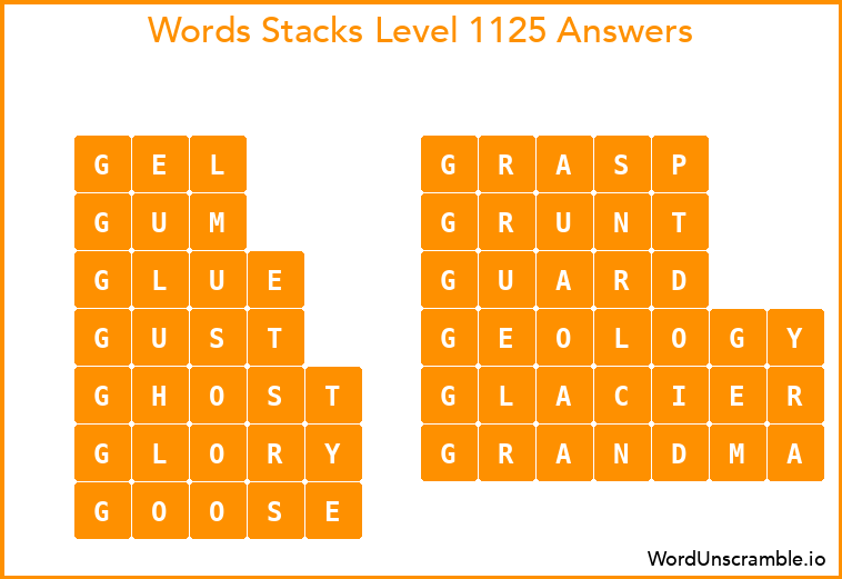 Word Stacks Level 1125 Answers