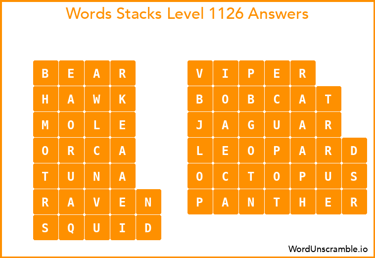 Word Stacks Level 1126 Answers