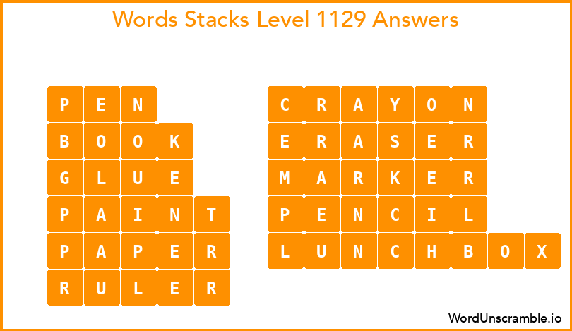 Word Stacks Level 1129 Answers
