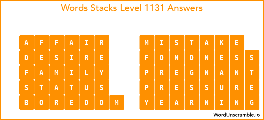Word Stacks Level 1131 Answers