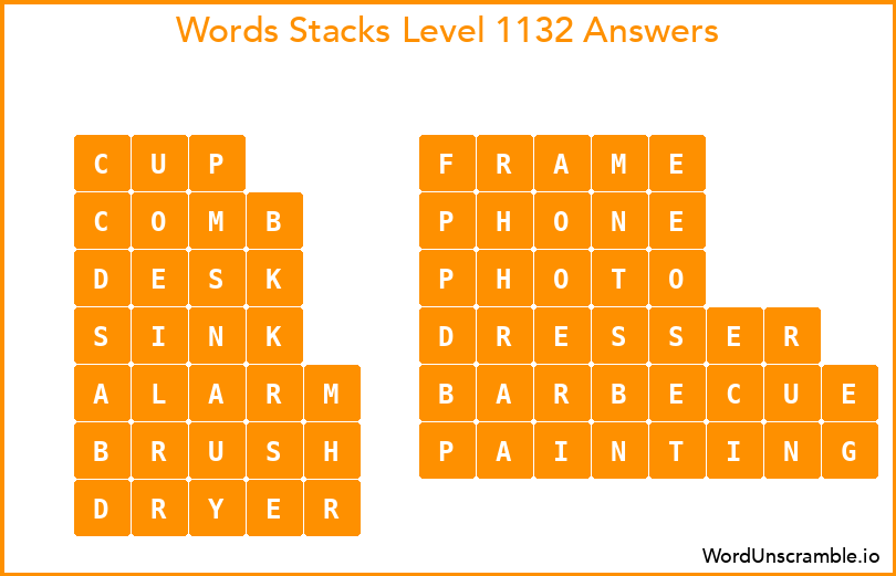 Word Stacks Level 1132 Answers