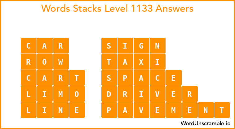 Word Stacks Level 1133 Answers