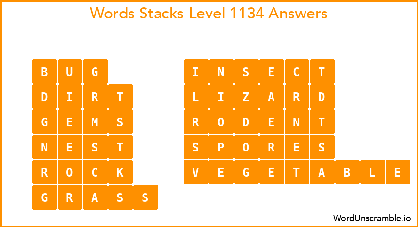 Word Stacks Level 1134 Answers