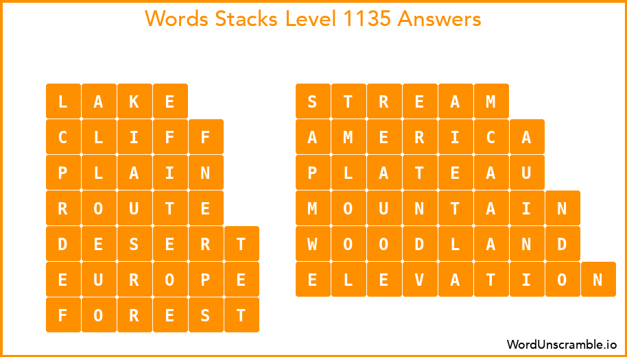 Word Stacks Level 1135 Answers