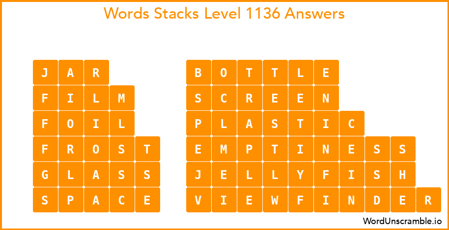 Word Stacks Level 1136 Answers