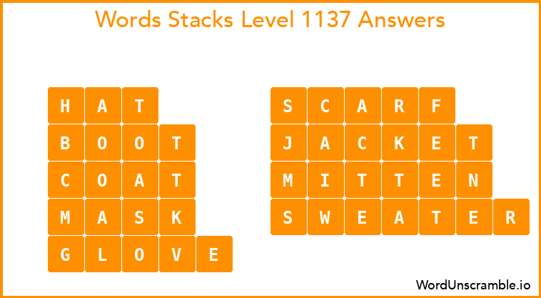 Word Stacks Level 1137 Answers
