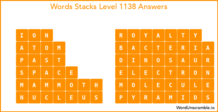 Word Stacks Level 1138 Answers