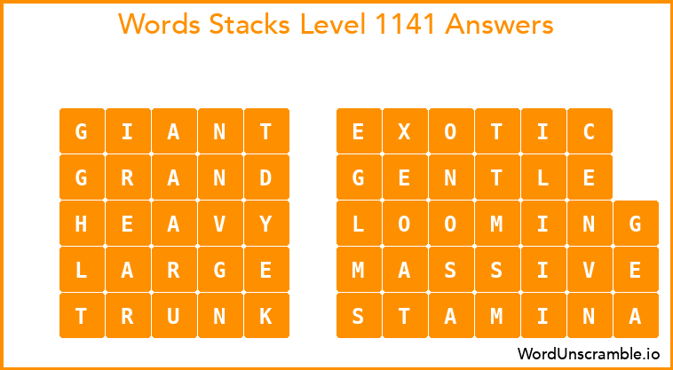 Word Stacks Level 1141 Answers