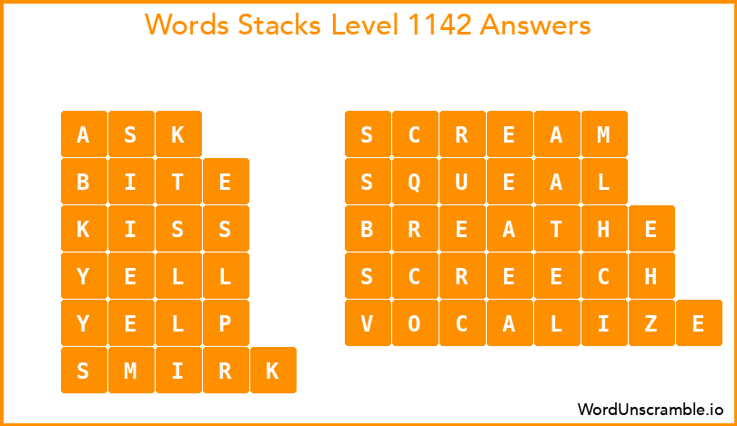 Word Stacks Level 1142 Answers