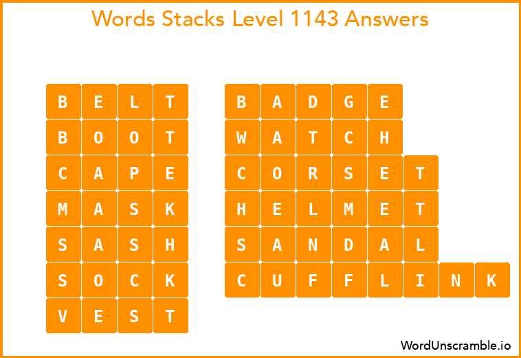 Word Stacks Level 1143 Answers