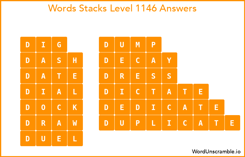 Word Stacks Level 1146 Answers
