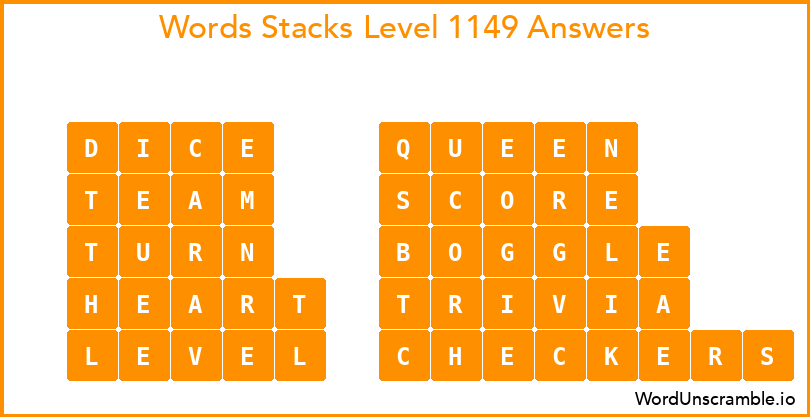 Word Stacks Level 1149 Answers