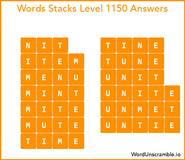 Word Stacks Level 1150 Answers