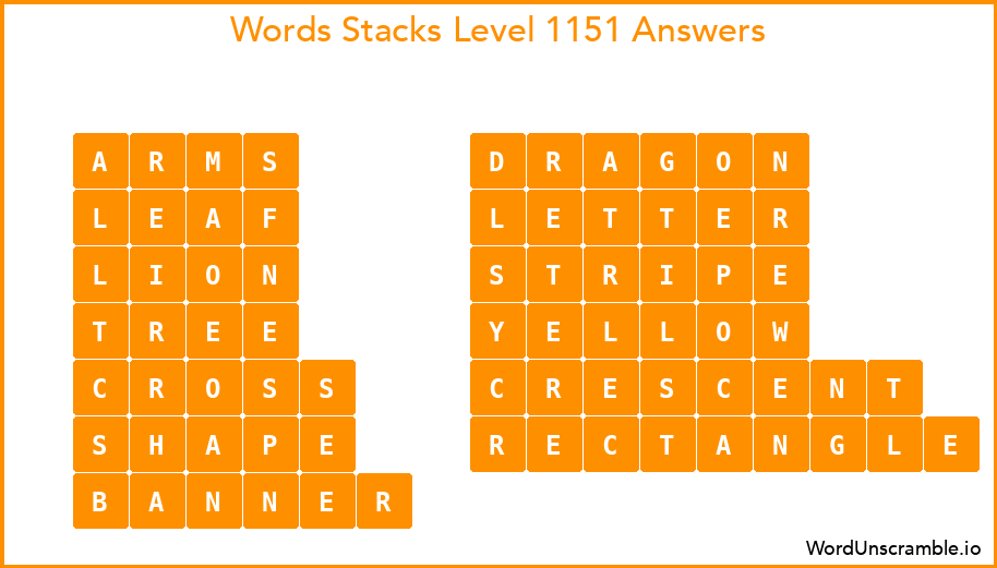 Word Stacks Level 1151 Answers