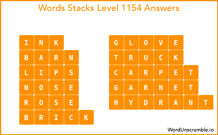 Word Stacks Level 1154 Answers