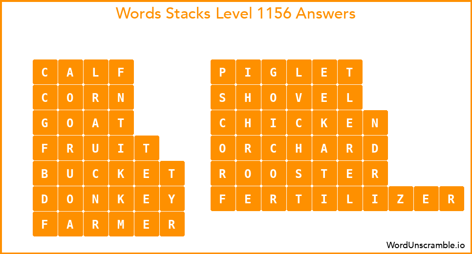 Word Stacks Level 1156 Answers