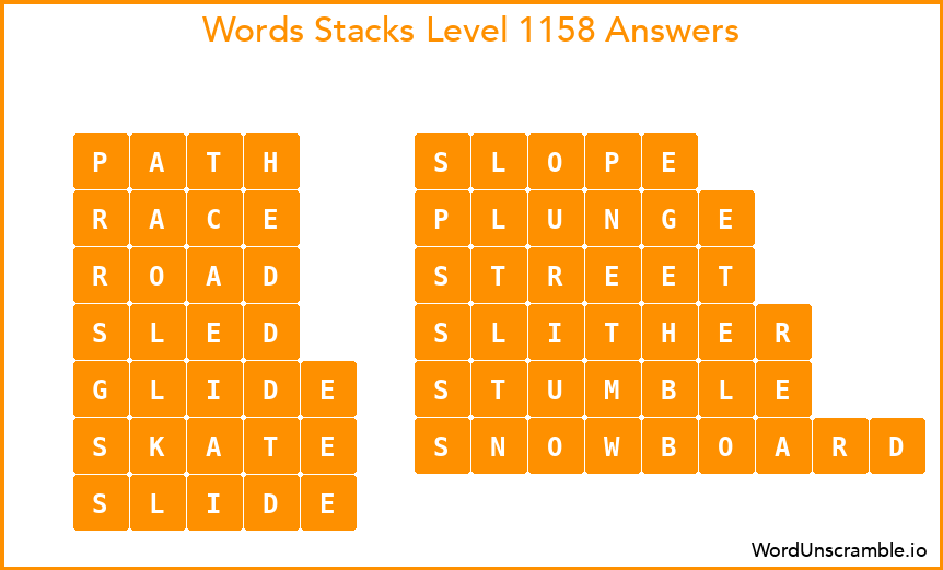 Word Stacks Level 1158 Answers