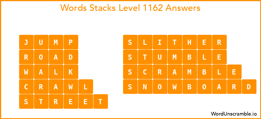 Word Stacks Level 1162 Answers