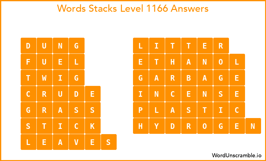 Word Stacks Level 1166 Answers